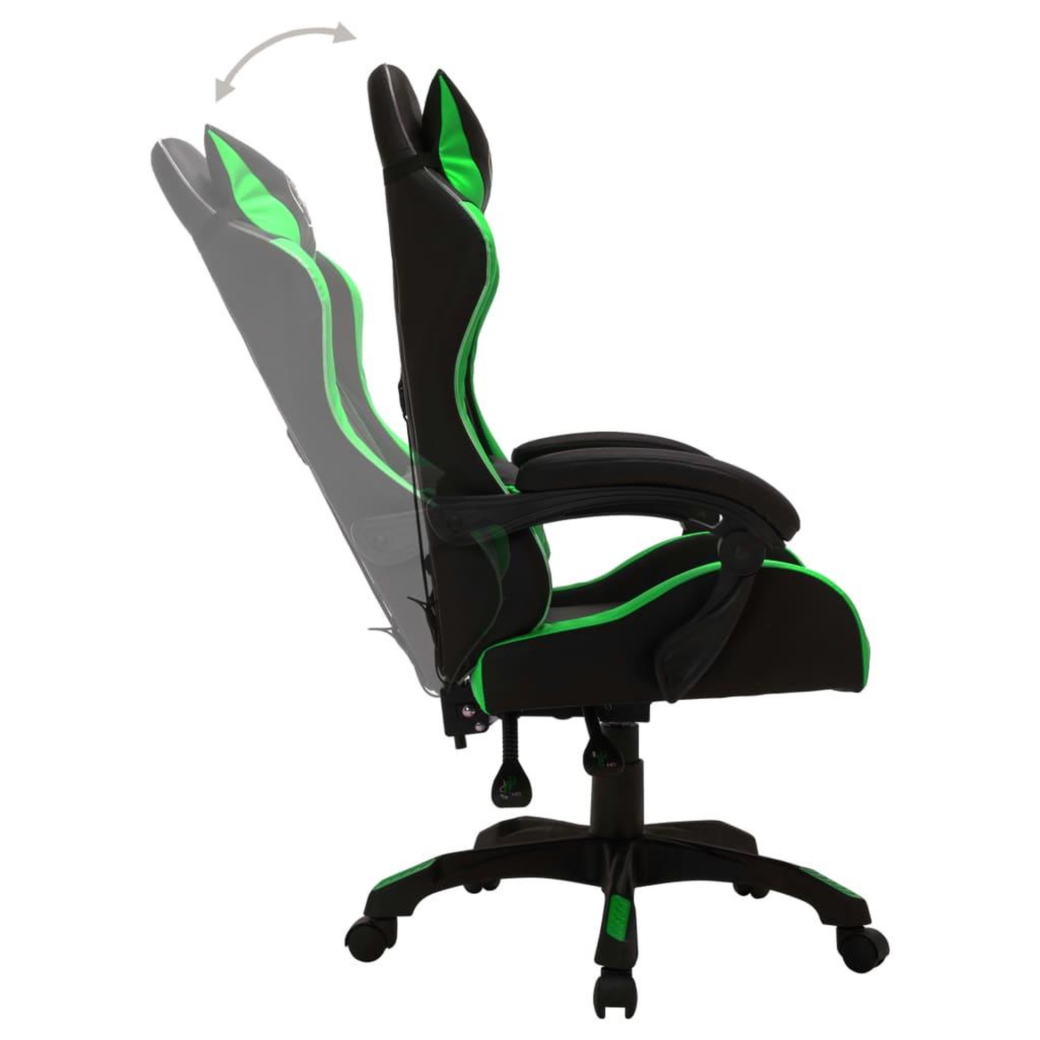 Voir la diapositive 5 : VIDAXL Fauteuil de jeux video avec LED RVB Vert et noir Similicuir