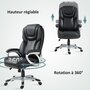 Voir la diapositive 6 : HOMCOM Chaise de bureau direction réglable grand confort - fonction bascule verrouillable - synthétique noir