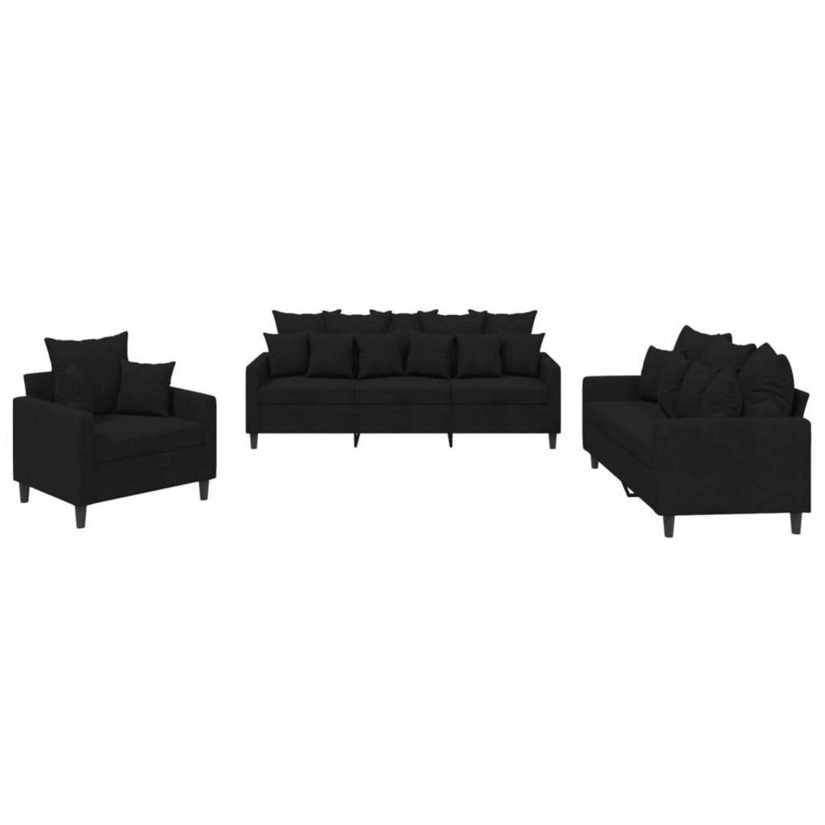 VIDAXL Ensemble de canapes 3 pcs avec coussins Noir Velours