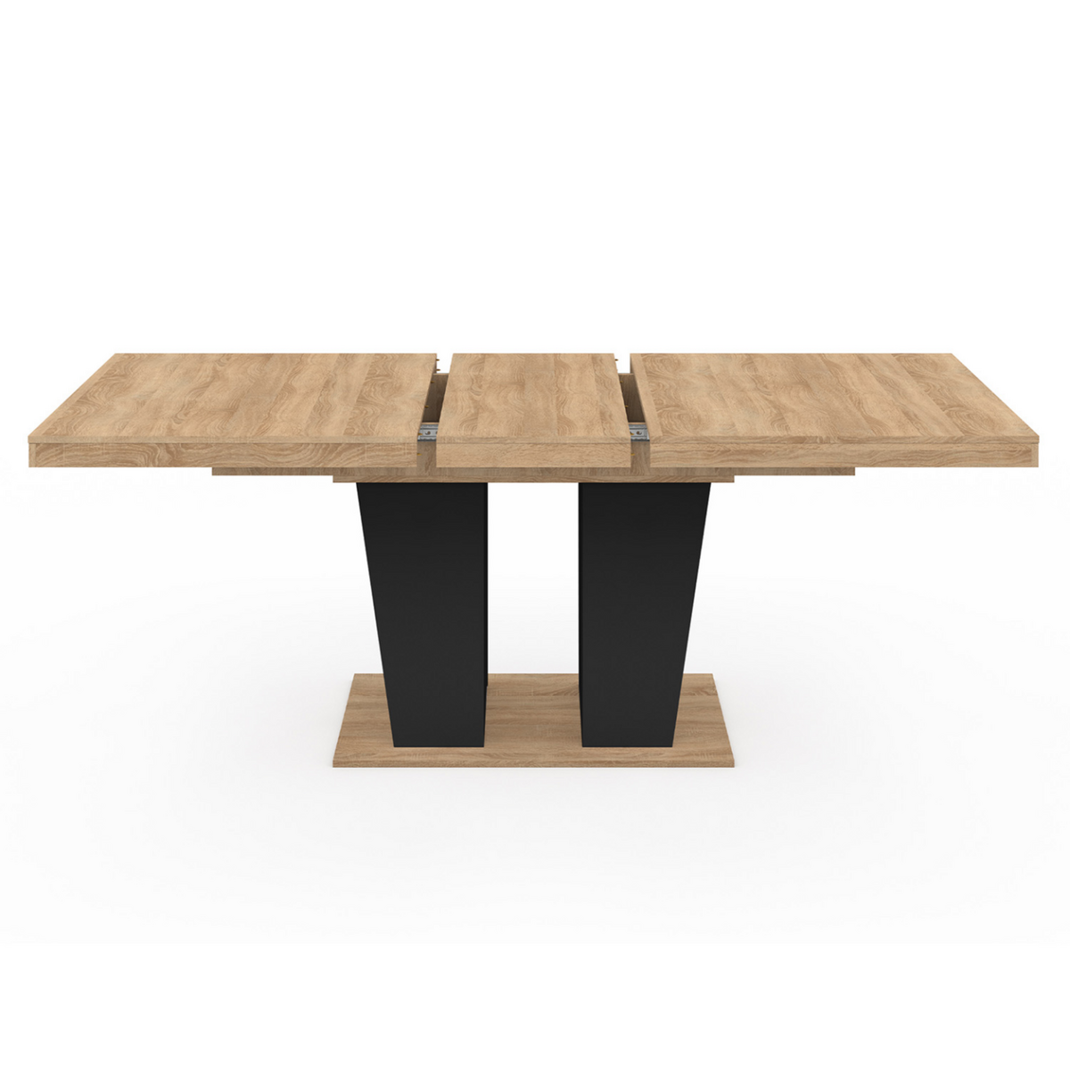 ID MARKET Table à manger extensible rectangle ELIAD 6-10 personnes bois et noir 160-200 cm