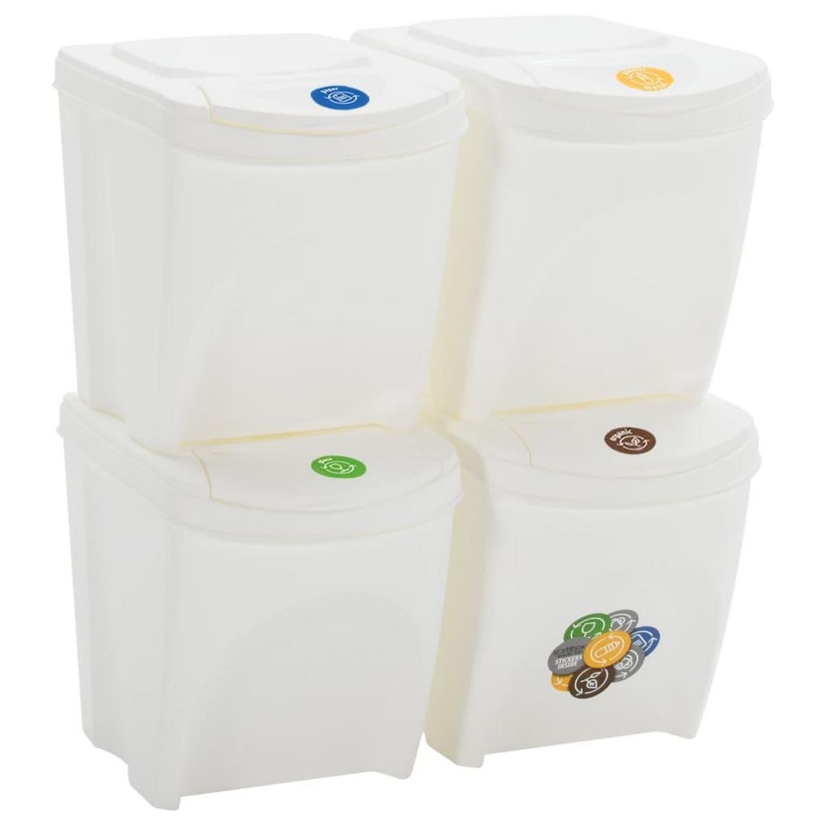 VIDAXL Poubelles a ordures empilables 4 pcs Blanc 100 L Polypropylene