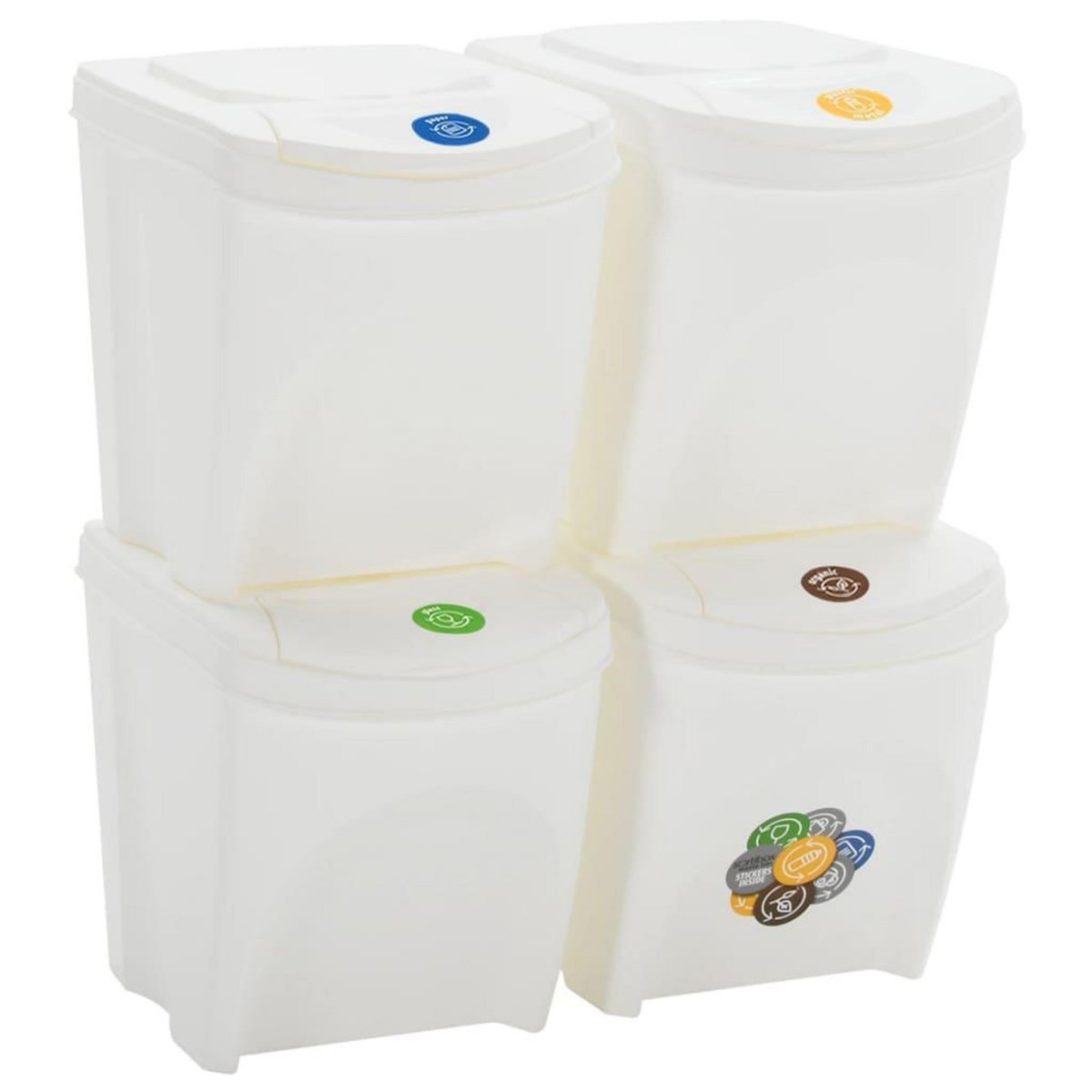VIDAXL Poubelles a ordures empilables 4 pcs Blanc 100 L Polypropylene