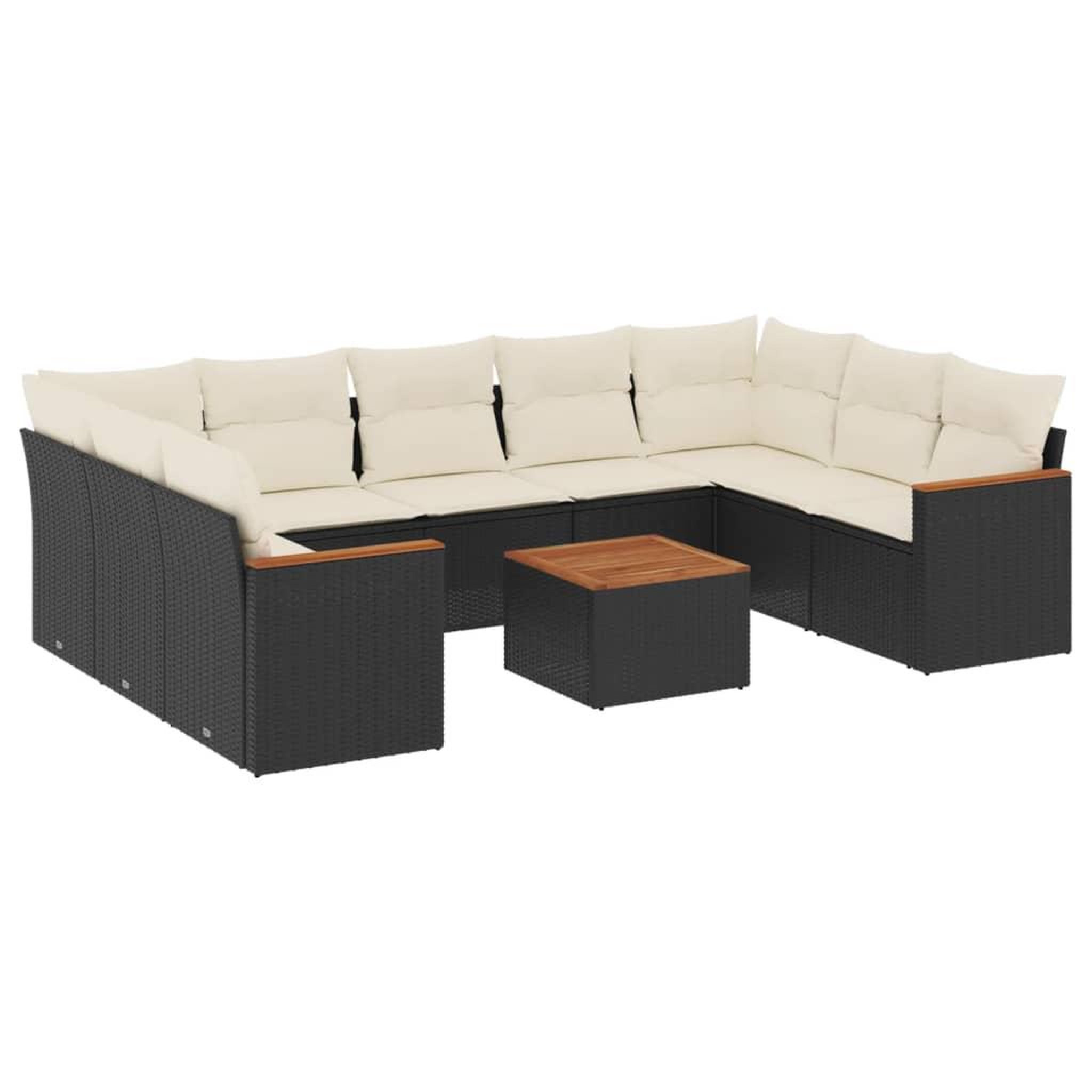 Voir la diapositive 2 : VIDAXL Salon de jardin 10 pcs avec coussins noir resine tressee