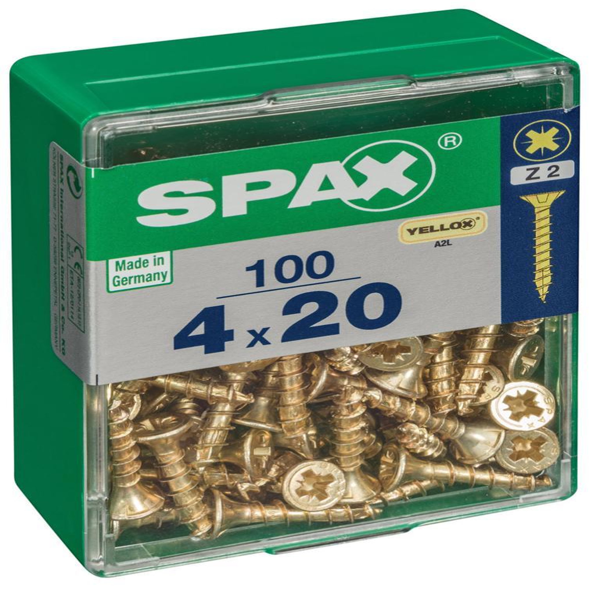 CENTRALE BRICO Lot de 100 vis acier tête fraisée pozidriv SPAX, Diam.4 mm x L.20 mm