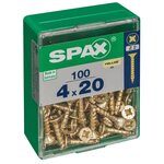 CENTRALE BRICO Lot de 100 vis acier tête fraisée pozidriv SPAX, Diam.4 mm x L.20 mm