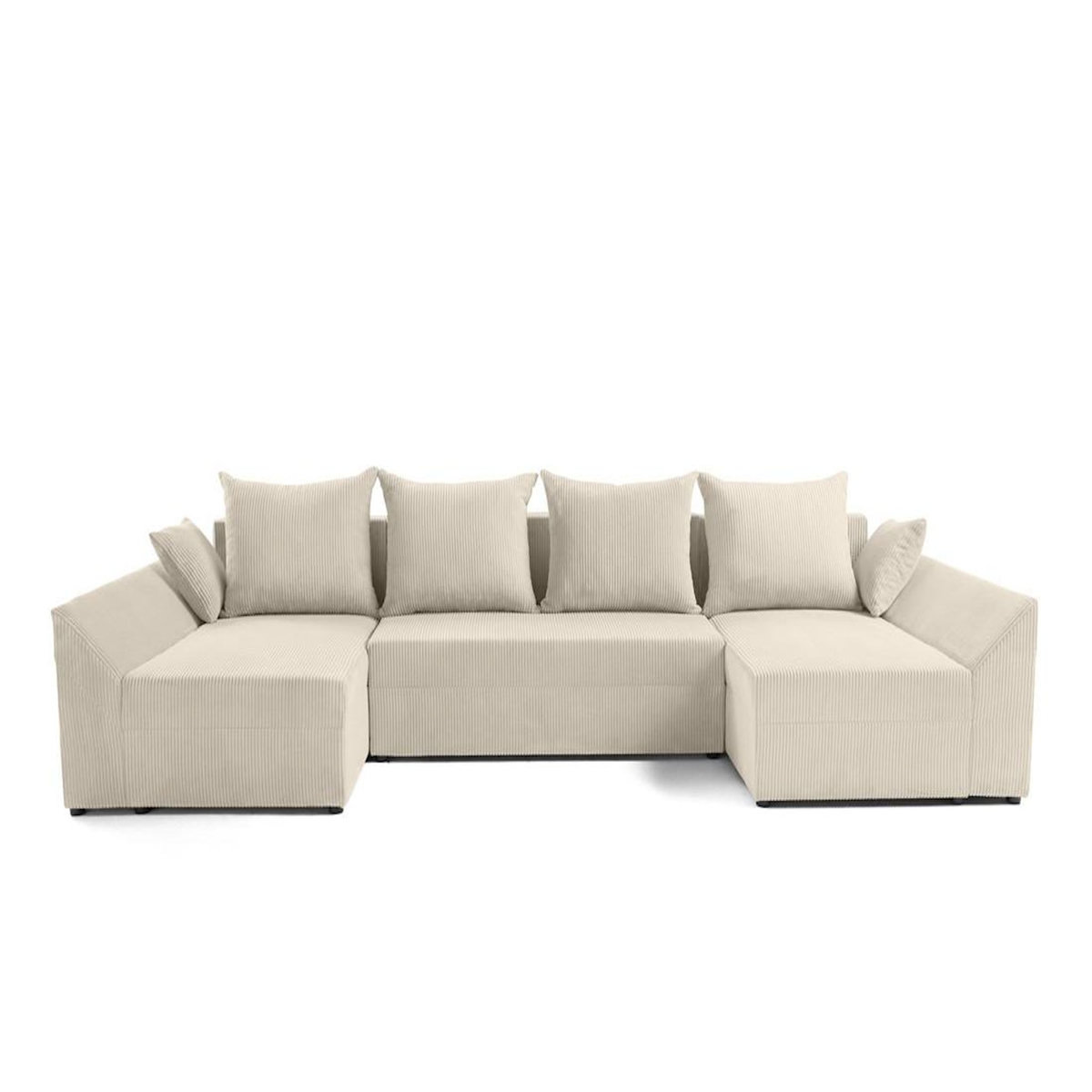 BEST MOBILIER Mike - canapé panoramique en u - 7 places - convertible avec coffre - en velours côtelé