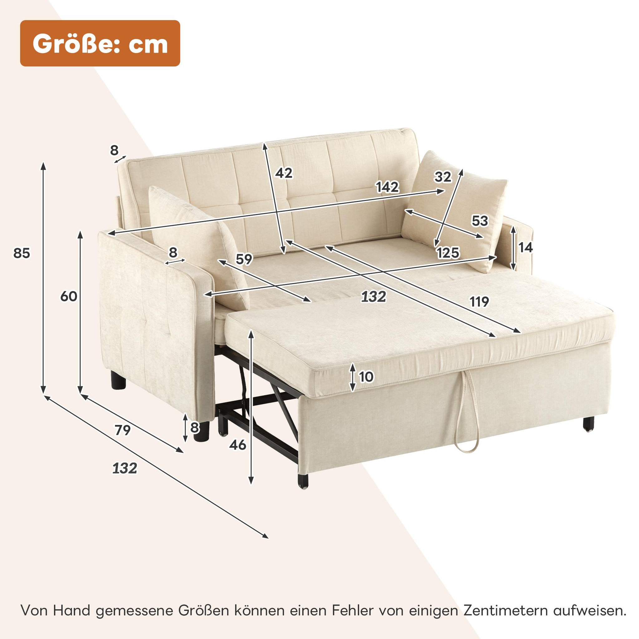 Voir la diapositive 3 : MERAX Canapé droit convertible 2 places tissu