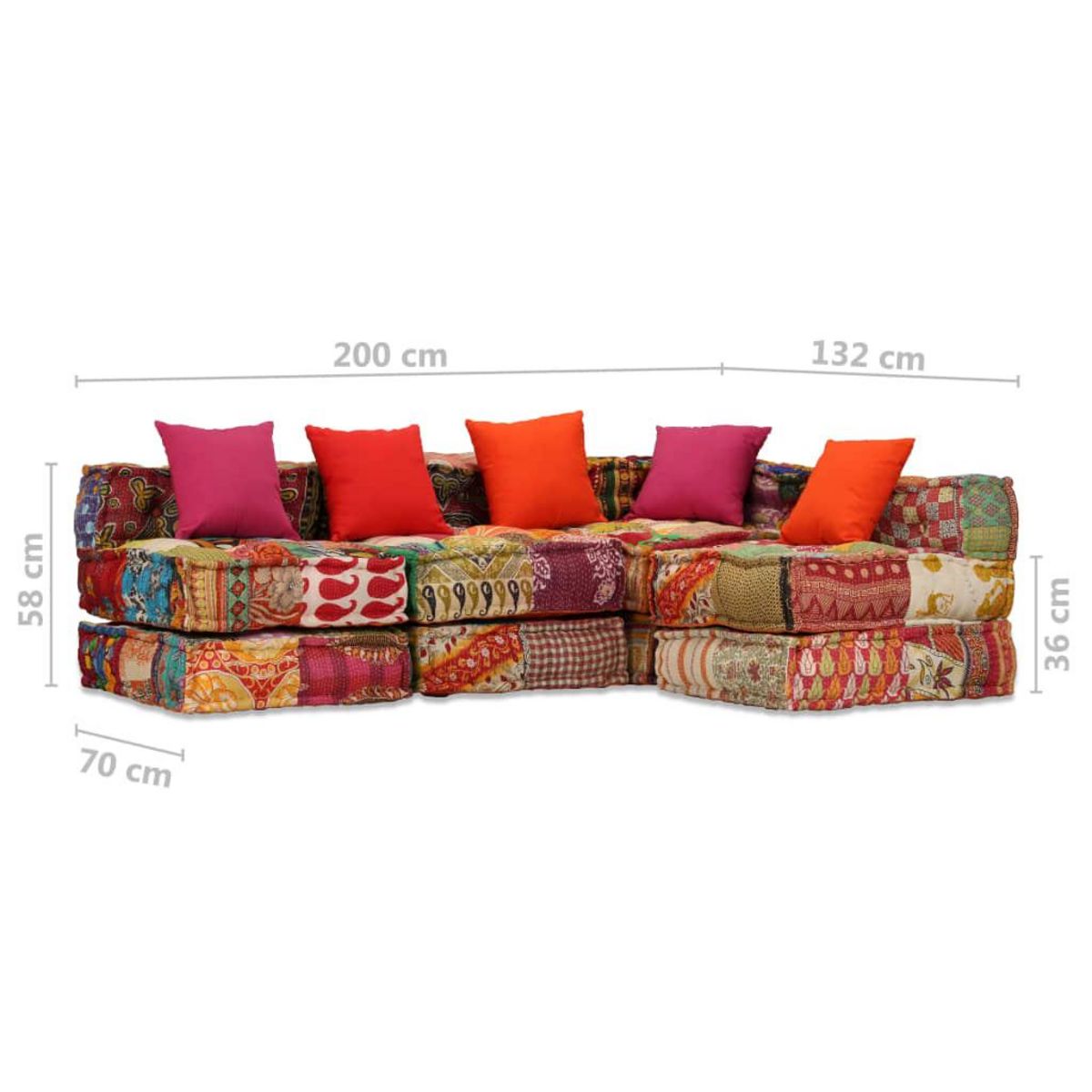 VIDAXL Pouf modulaire a 4 places Patchwork Tissu