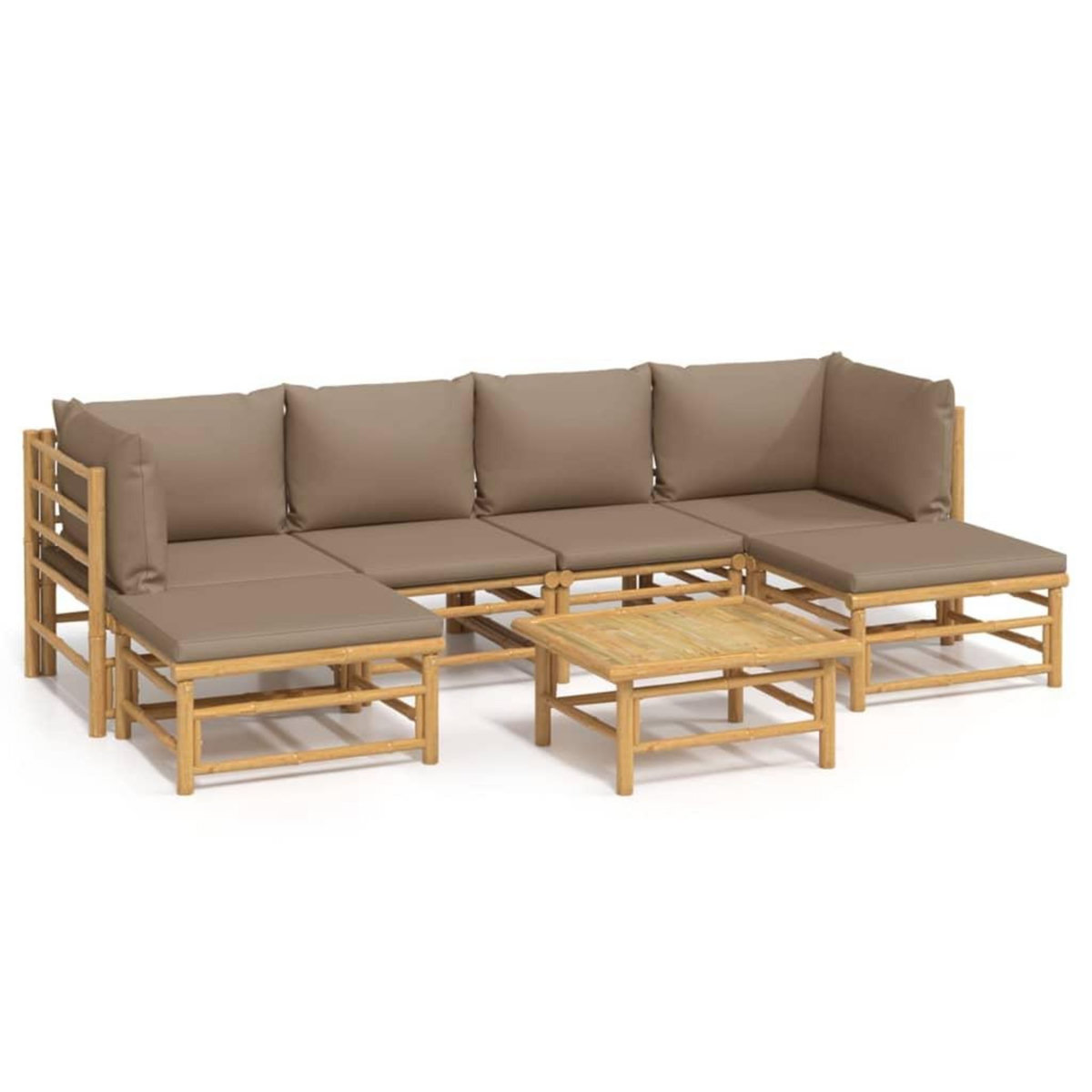 VIDAXL Salon de jardin 7 pcs avec coussins taupe bambou