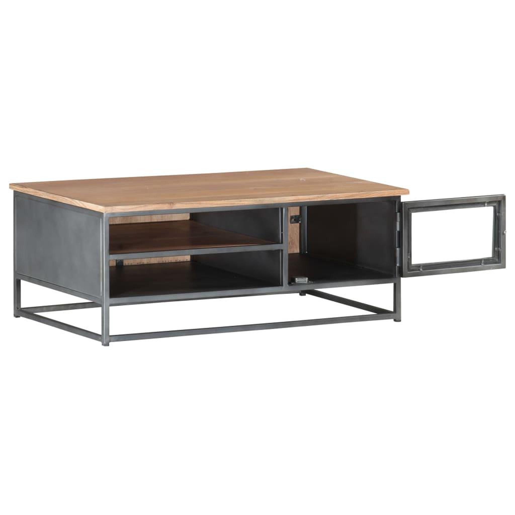 Voir la diapositive 3 : VIDAXL Table basse gris 90x50x35 cm bois d'acacia massif