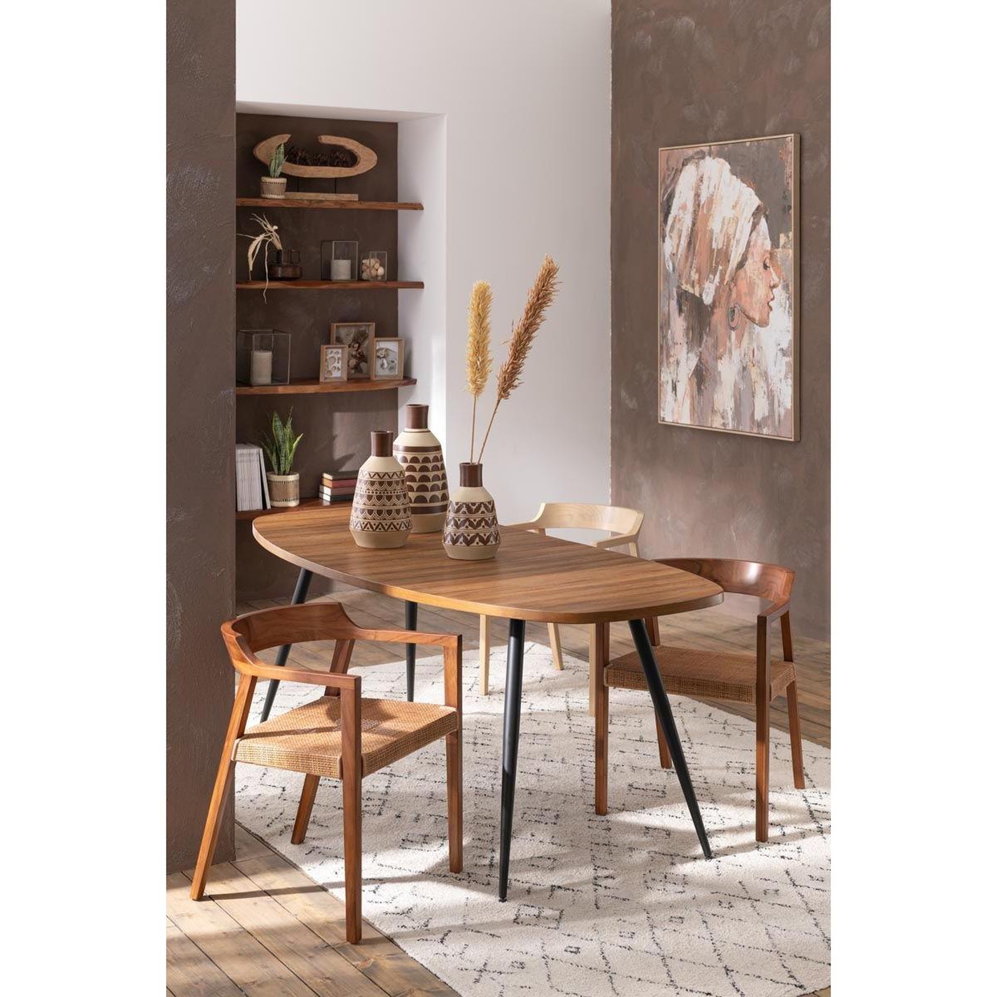 Voir la diapositive 3 : J-LINE Vase Design Feuilles  Jaisalmer  30cm Marron