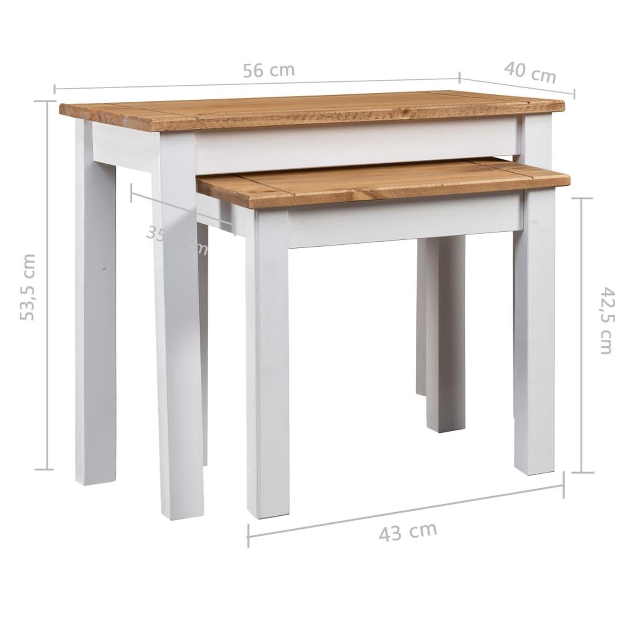 Voir la diapositive 6 : VIDAXL Tables gigognes 2pcs Blanc Bois pin massif Assortiment Panama