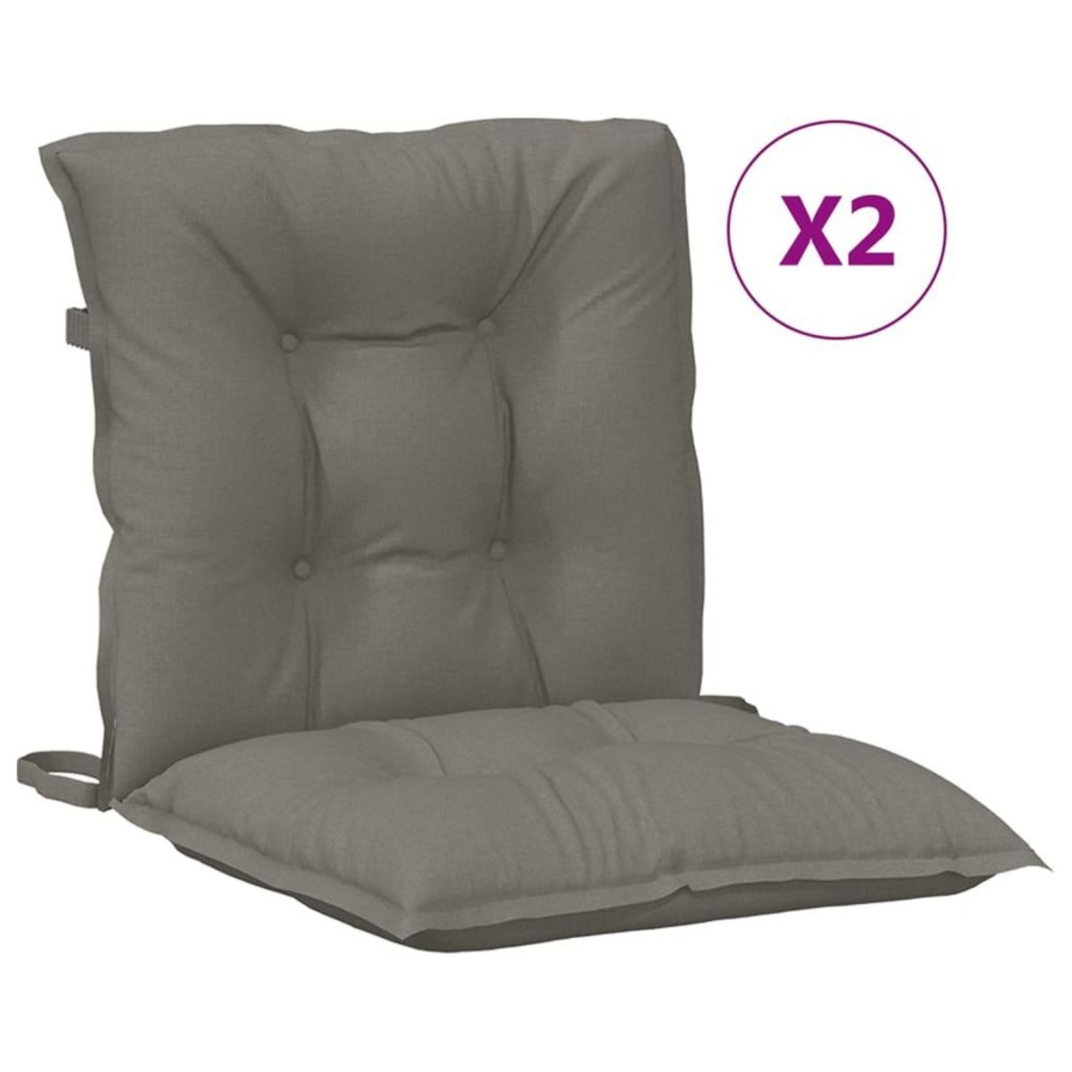 VIDAXL Coussins de chaise a dossier bas lot de 2 gris fonce melange