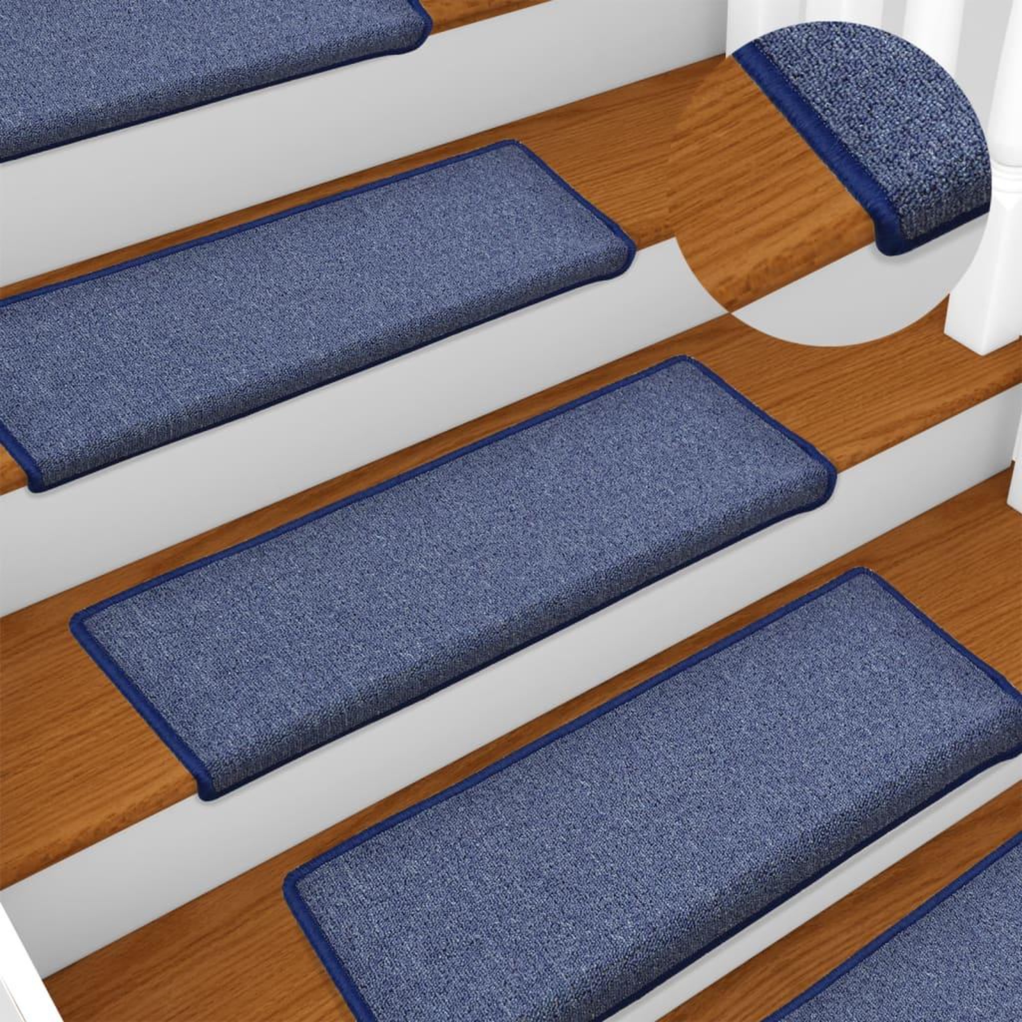VIDAXL Tapis d'escalier 15 pcs 65x21x4 cm Bleu