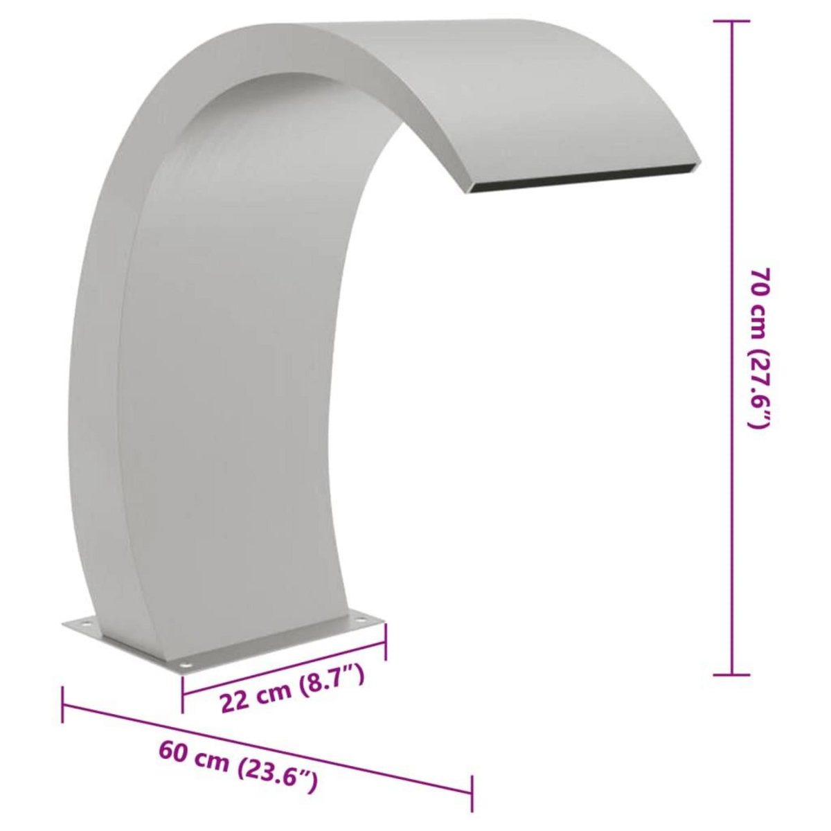 VIDAXL Fontaine de piscine avec LED 22x60x70 cm Acier inoxydable 304