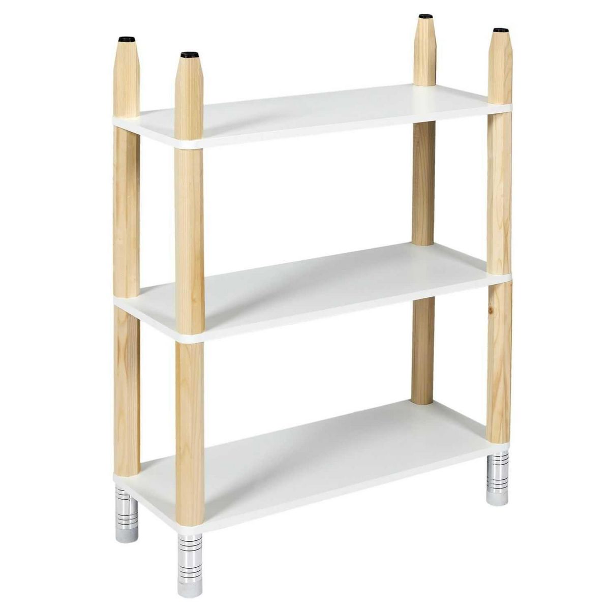 TOILINUX Etagère 3 niveau Crayons pour enfant - Blanc et marron