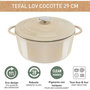 Voir la diapositive 3 : TEFAL Cocotte Fonte LOV faitout 29cm beige