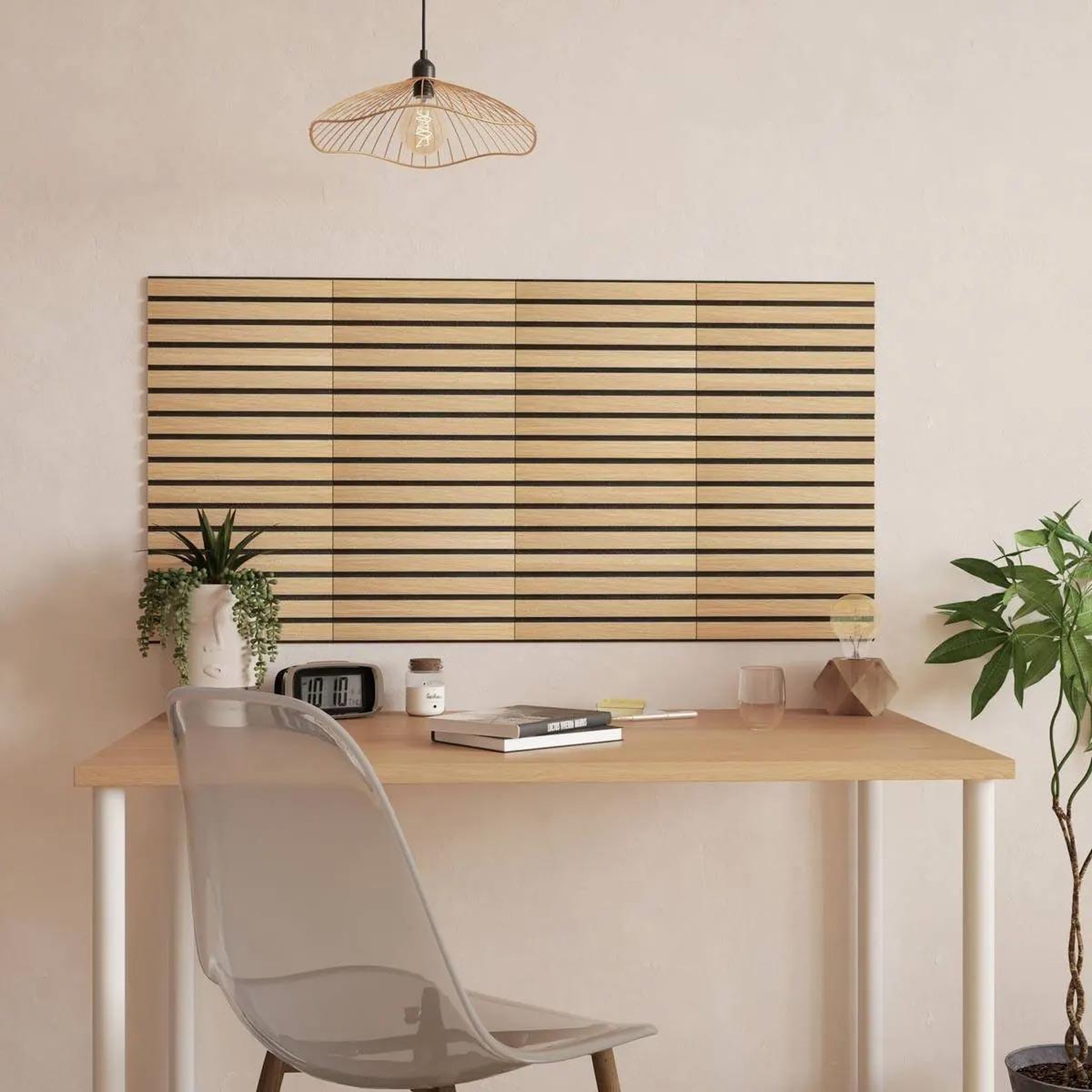 Voir la diapositive 4 : ATMOSPHERA Lot de 2 panneaux acoustiques adhésifs effet bois  ribo  30x30cm marron
