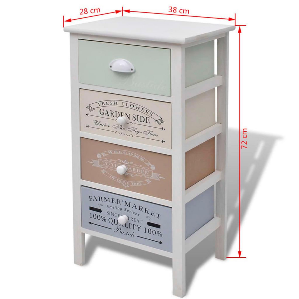 VIDAXL Armoire de rangement en style français 4 tiroirs Bois