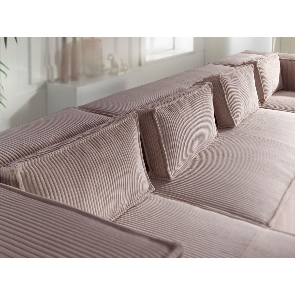 LISA DESIGN Stella - canapé panoramique en u - 7 places - en velours côtelé