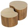 Voir la diapositive 3 : BEST MOBILIER Jade - lot de 2 tables basses gigognes effet travertin - pieds en bois massif de manguier - 93 et 76 cm