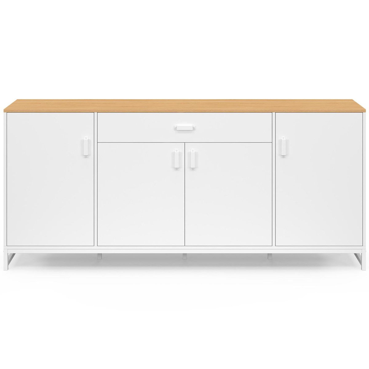 ID MARKET Buffet 180 cm WASHINGTON XXL 4 portes et 1 tiroir bois et blanc