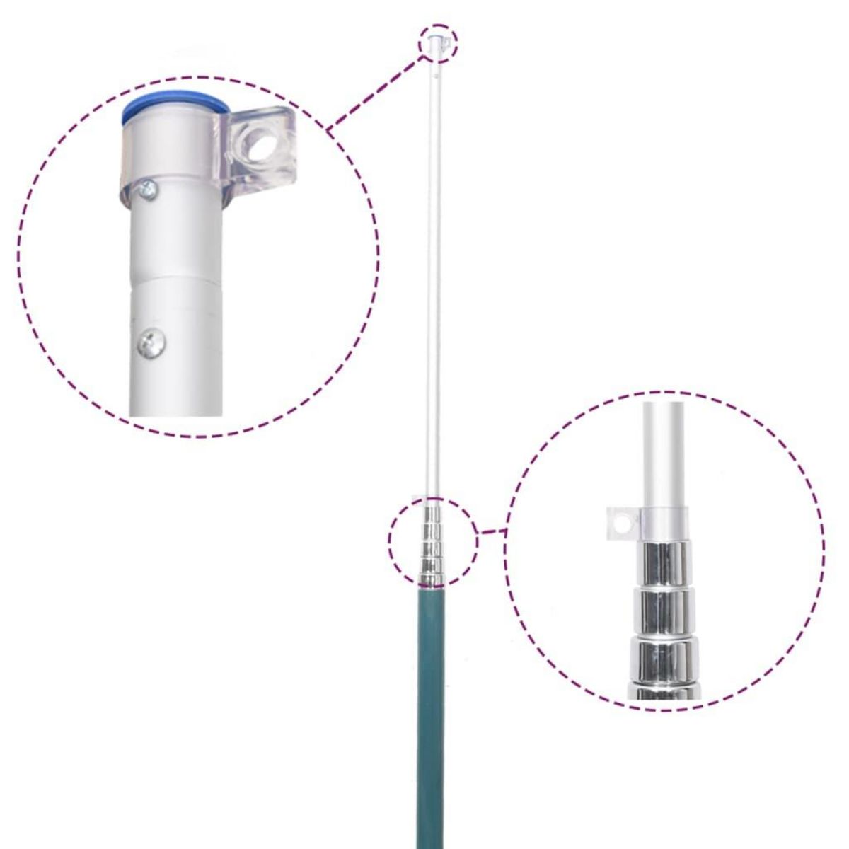 VIDAXL Mat de drapeau telescopique Argente 5,55 m Aluminium