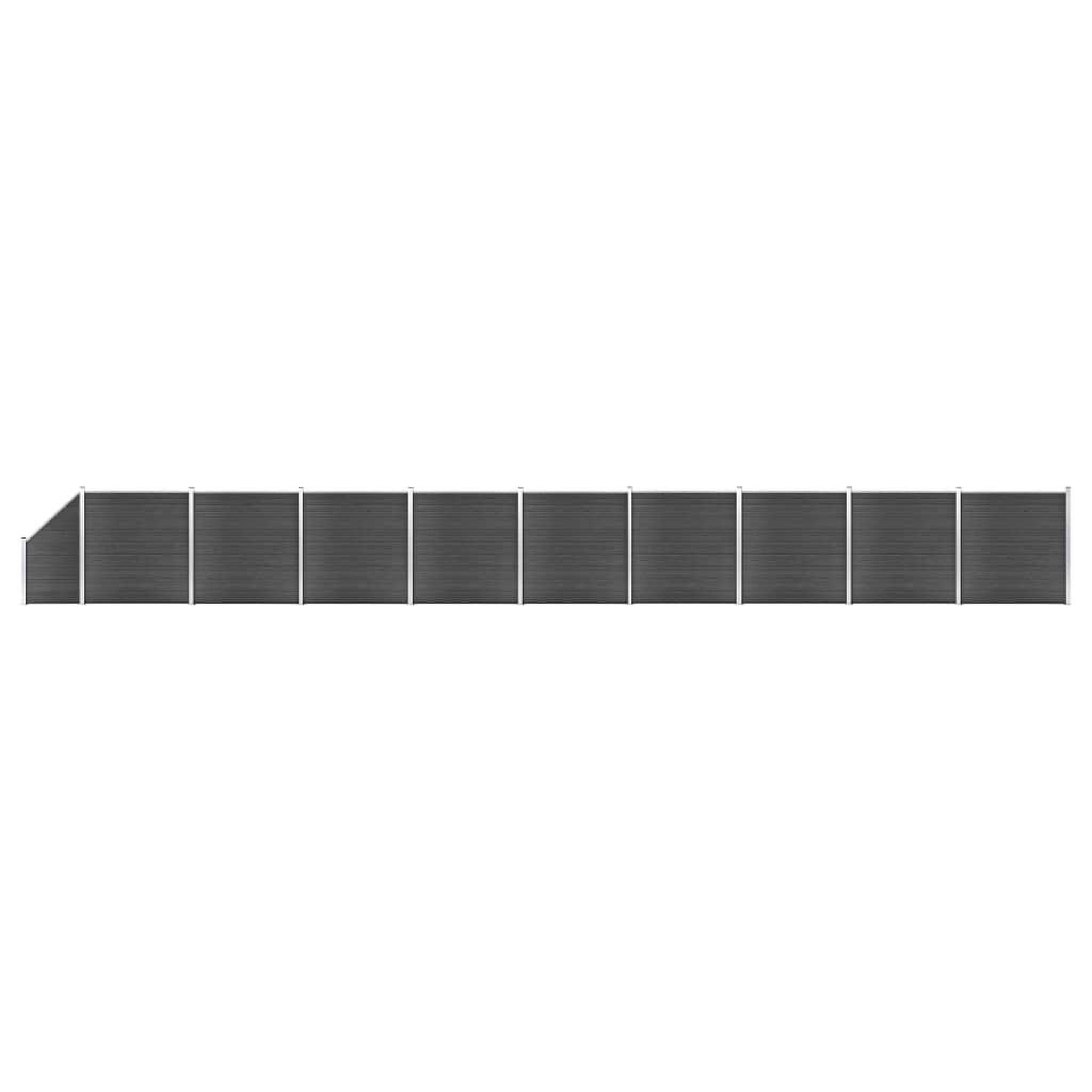 Voir la diapositive 1 : VIDAXL Ensemble de panneau de cloture WPC 1657x(105-186) cm Noir