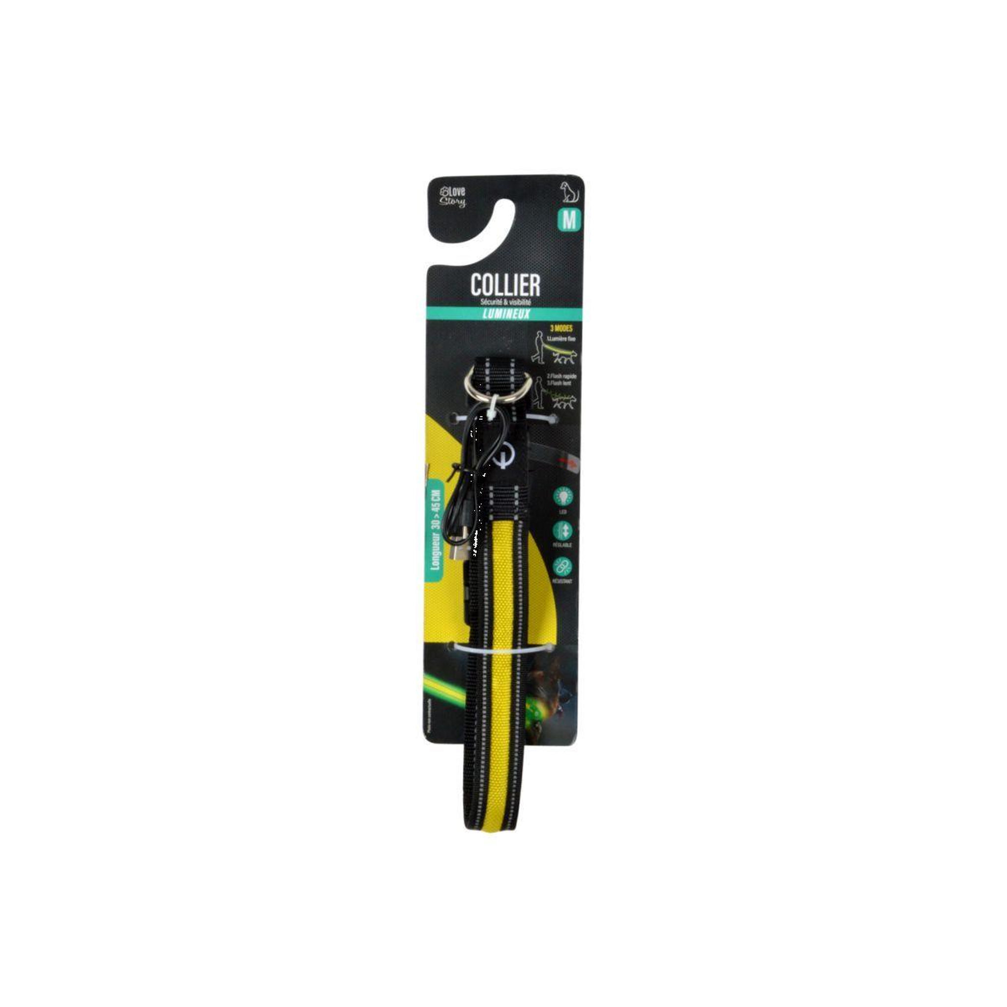 Voir la diapositive 5 : LOVE STORY Collier lumineux pour chien  led  45cm jaune