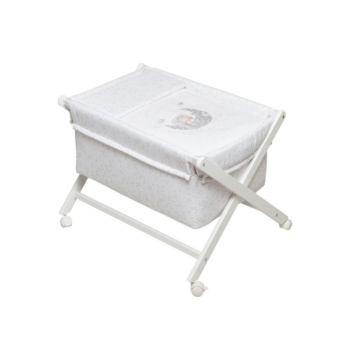 INTERBABY Berceau en Croix Bear Sleeping en Gris - Sécurité et Confort pour Bébé