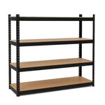 INTEC Etagère de Rangement Charges lourdes 1600kg Noire 160 x 60 x H180cm - Rayonnage Métal 4 Plateaux Bois INTEC