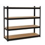 Voir la diapositive 1 : INTEC Etagère de Rangement Charges lourdes 1600kg Noire 160 x 60 x H180cm - Rayonnage Métal 4 Plateaux Bois INTEC