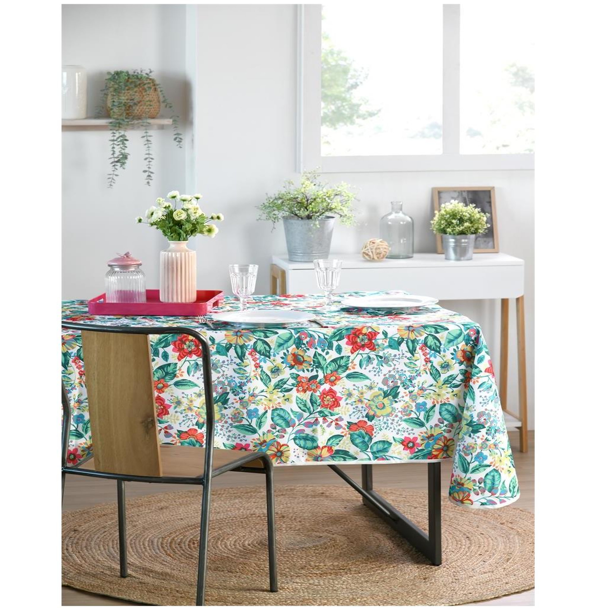 Voir la diapositive 2 : Eden Nappe rectangle fleurs colorees