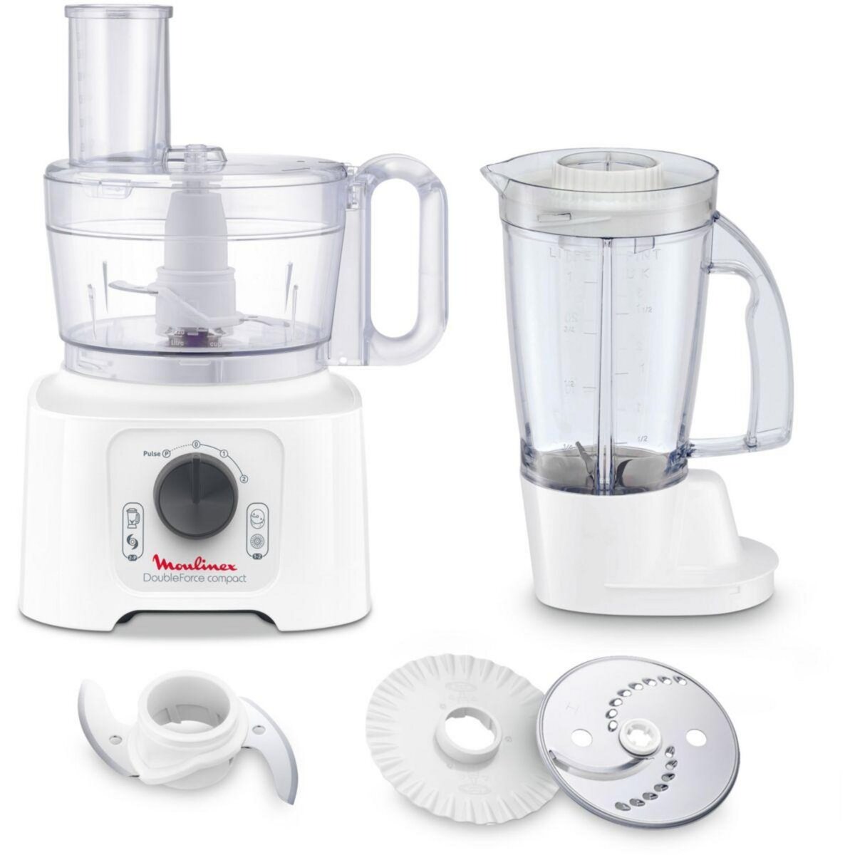 MOULINEX Robot multifonction FP542111 Double force compact blanc