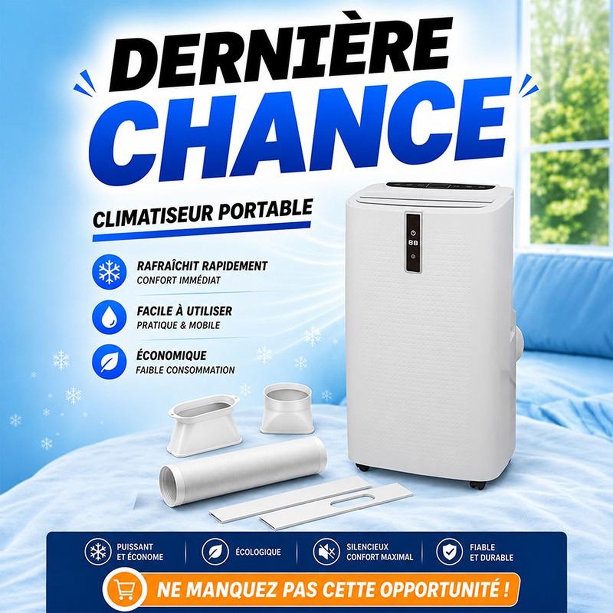 Voir la diapositive 2 : F&F Climatiseur mobile 4 en 1 - 12 000 btu - chauffage - déshumidificateur