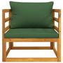 Voir la diapositive 5 : VIDAXL Chaise de jardin avec coussins verts bois massif d'acacia