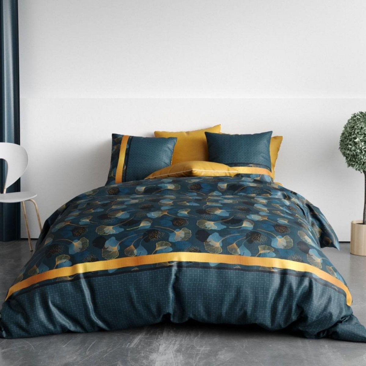 ATELIER DU COTON Housse de couette 260x240 GINKO + 2 taies coton 57 fils