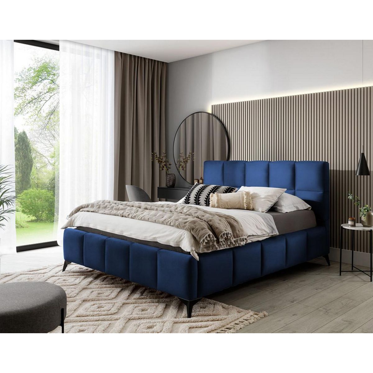 BEST MOBILIER Millie - lit coffre - 140x200 cm - sommier inclus - en velours