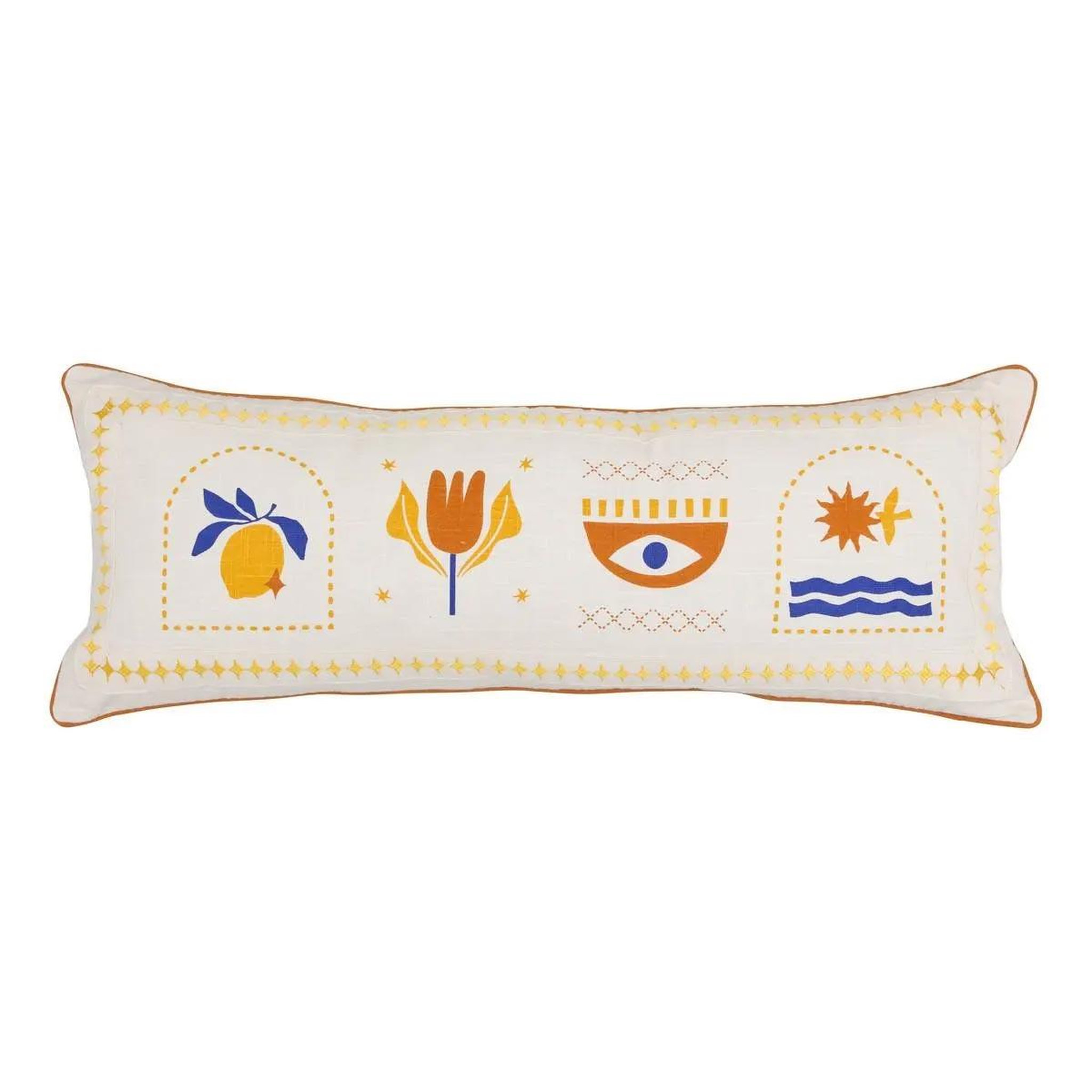 Voir la diapositive 1 : ATMOSPHERA Coussin déco brodé  libertad  30x80cm blanc