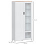 Voir la diapositive 3 : HOMCOM Armoire de rangement - 2 portes - 7 étagères - dim. 76L x 36l x 160H cm - panneaux blanc aspect chêne clair verre
