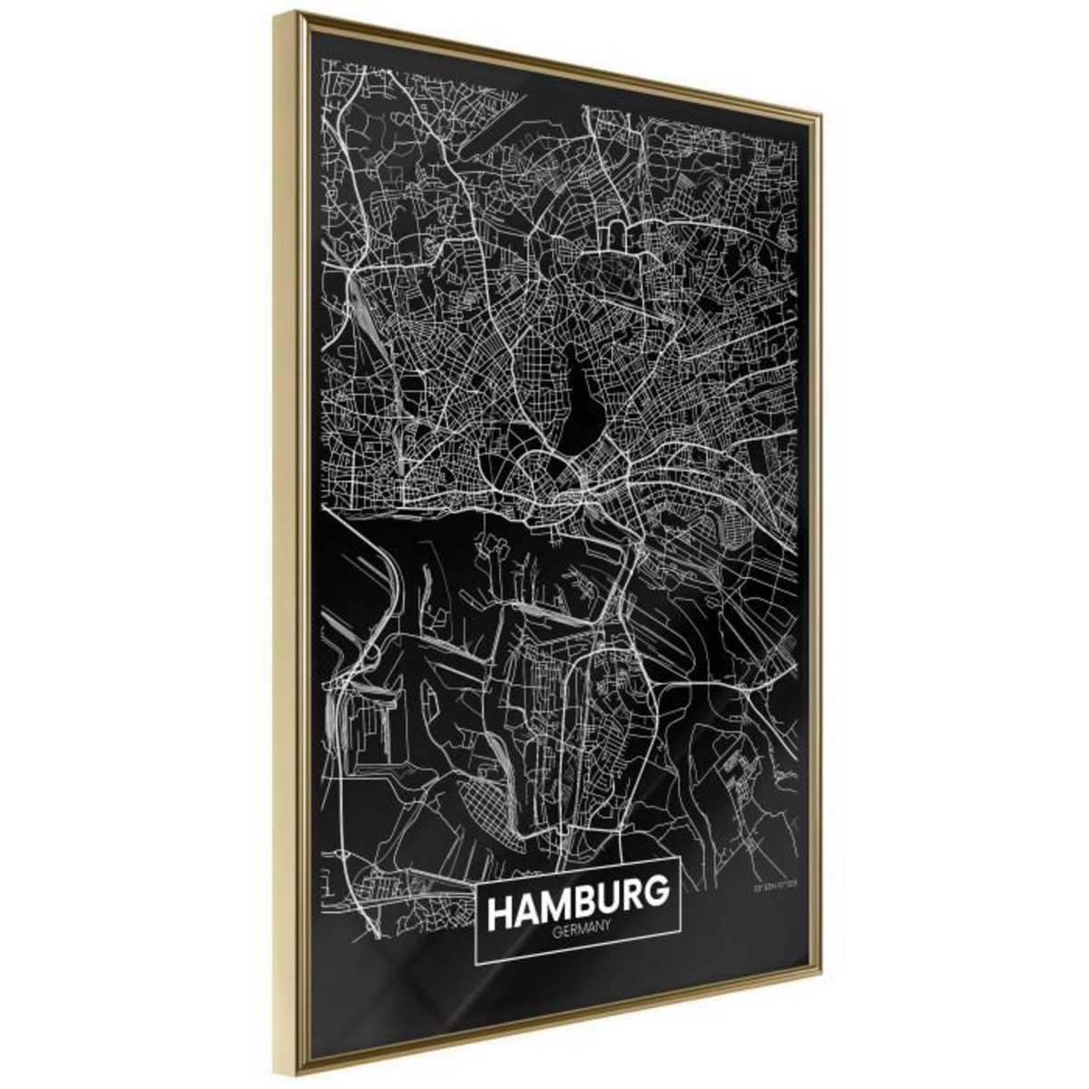 Paris Prix Affiche Murale Encadrée  City Map Hamburg Dark