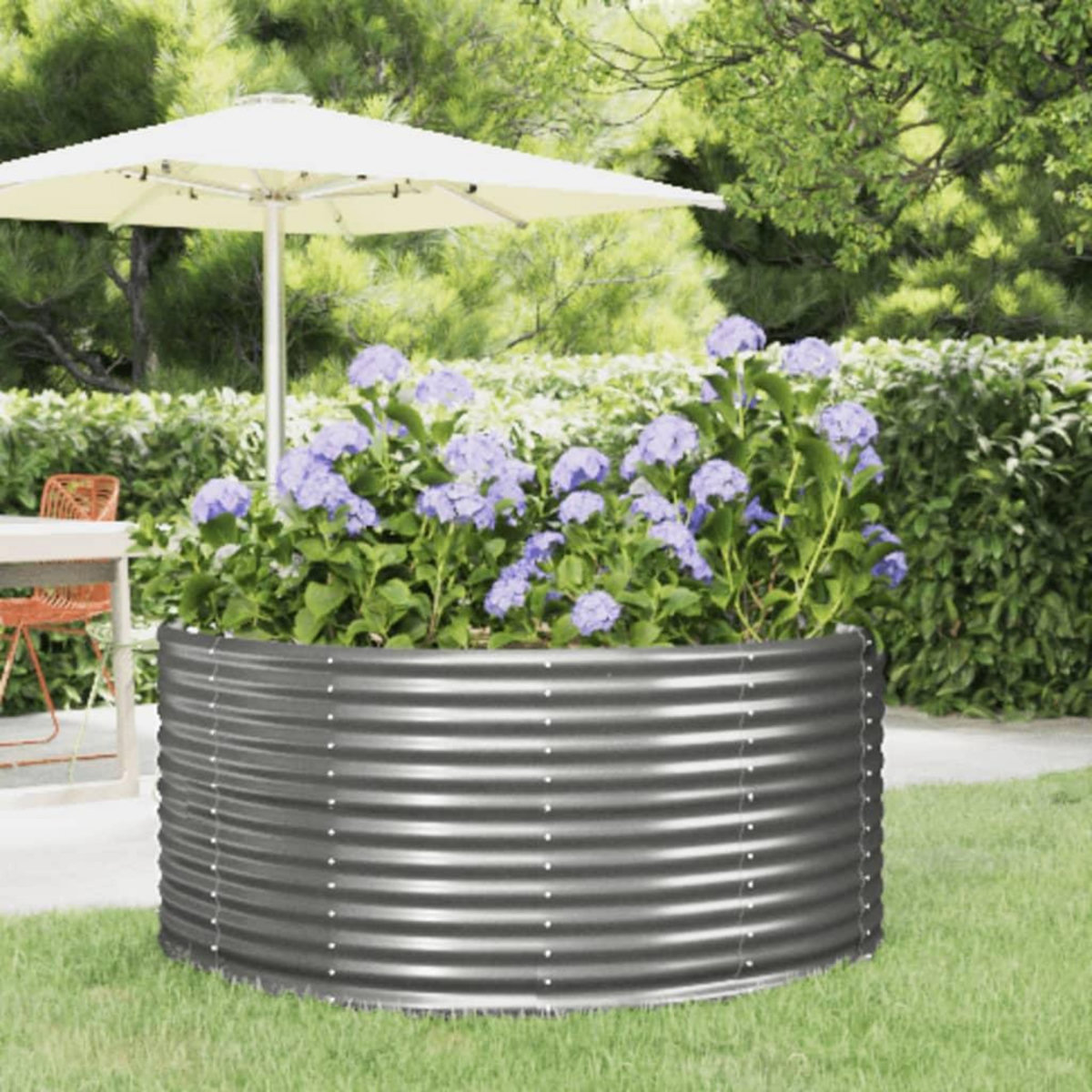 VIDAXL Lit sureleve de jardin Gris 140x140x68cm Acier enduit de poudre