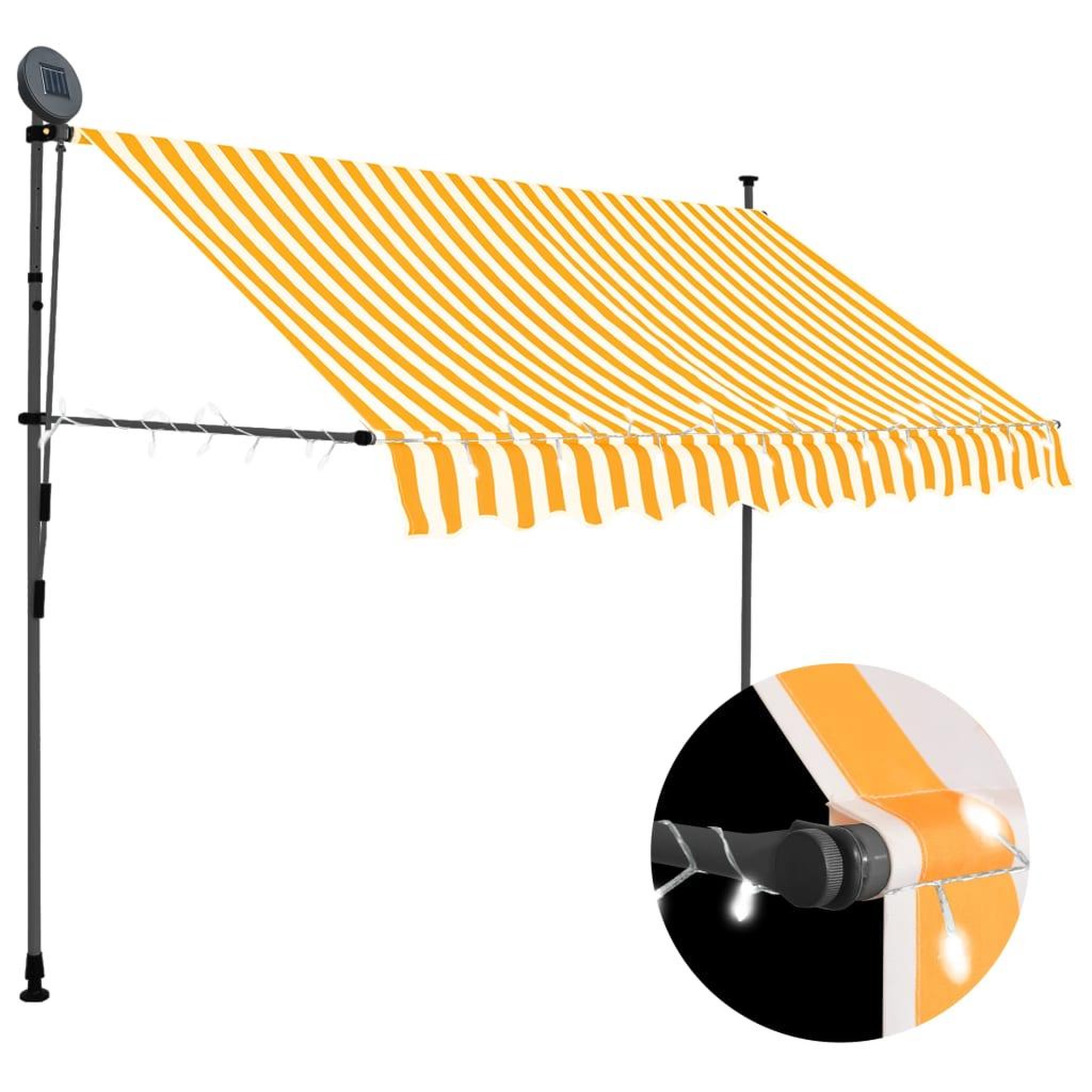 Voir la diapositive 1 : VIDAXL Auvent manuel retractable avec LED 300 cm Blanc et orange