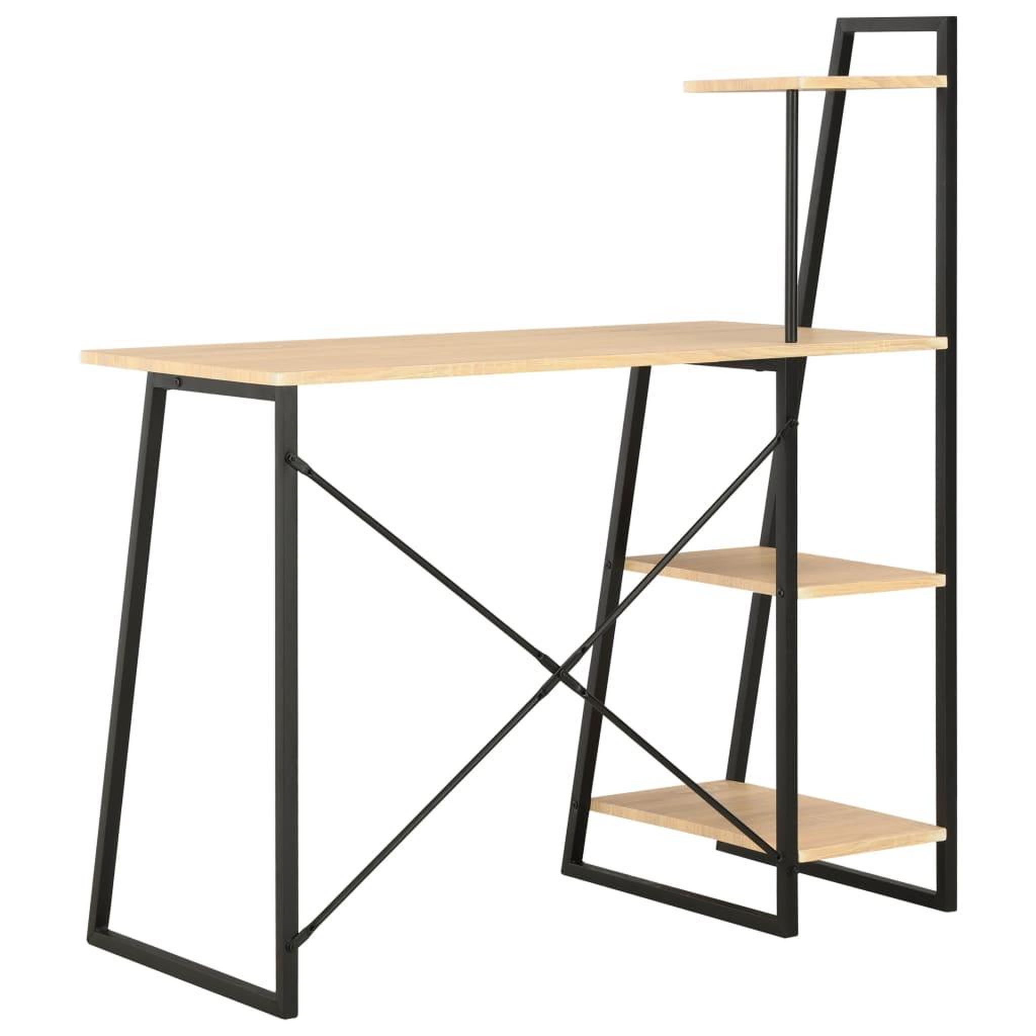 Voir la diapositive 4 : VIDAXL Bureau avec etagere Noir et chene 102x50x117 cm