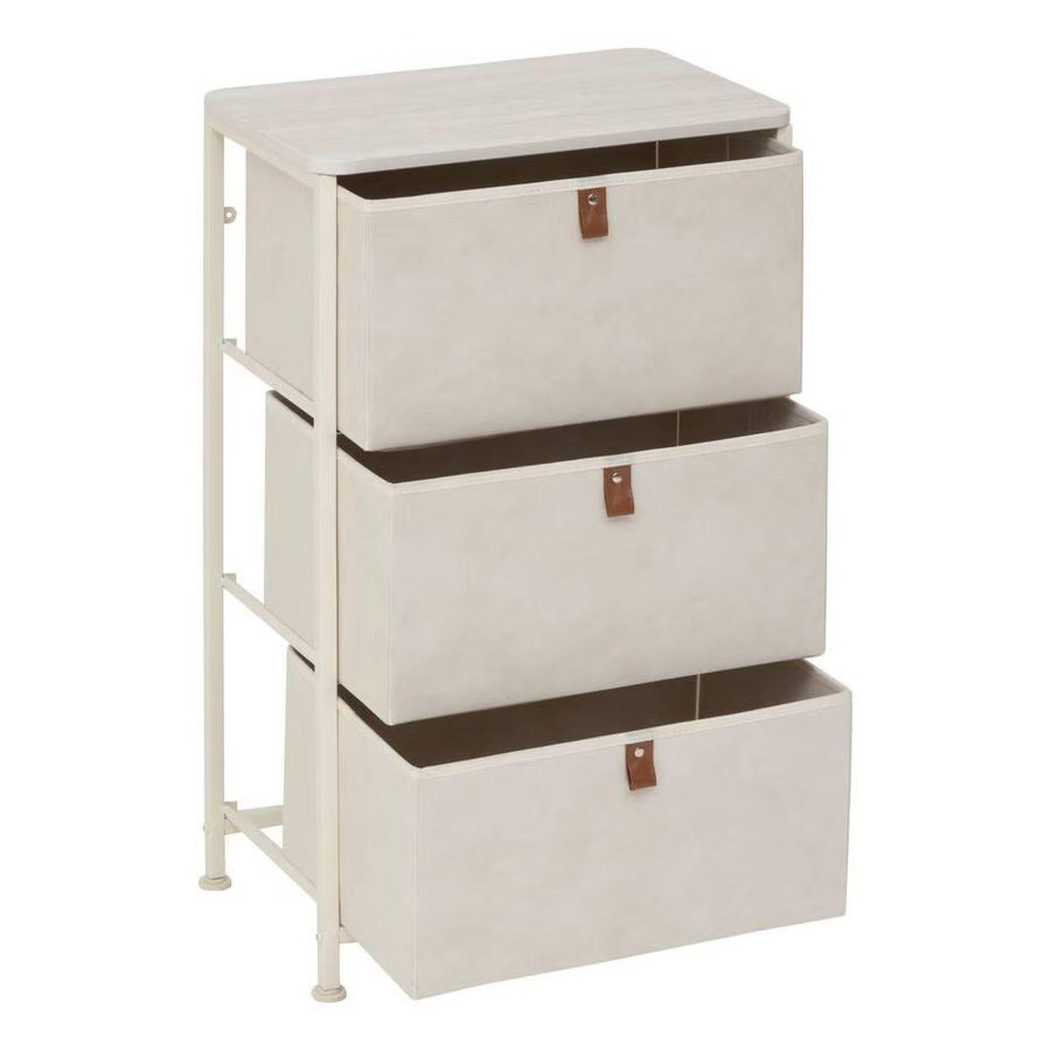 Voir la diapositive 3 : FIVE Tour de rangement 3 tiroirs tissa - beige