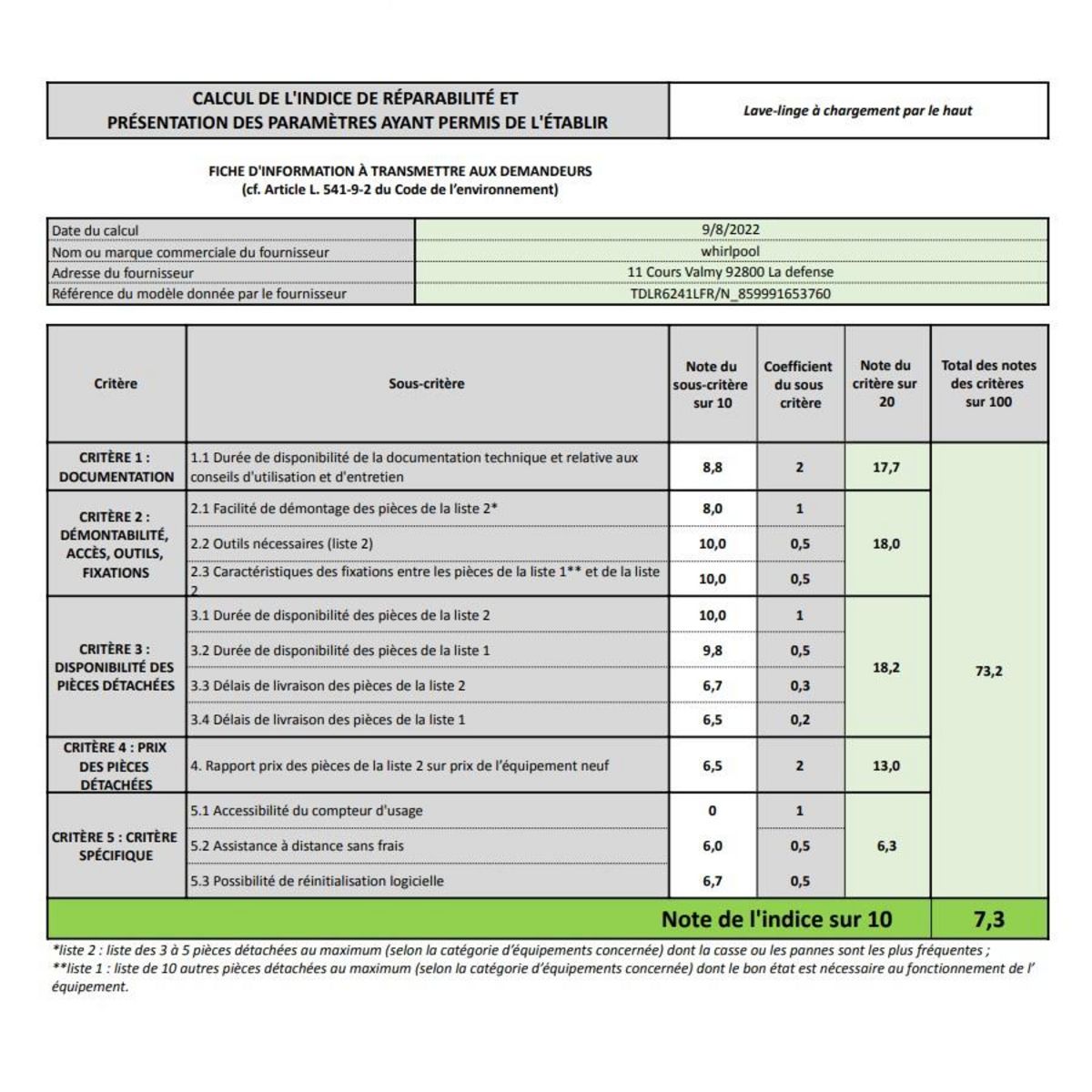 Whirlpool Lave-linge top 6kg 1200 tours/min - TDLR6241LFRN
