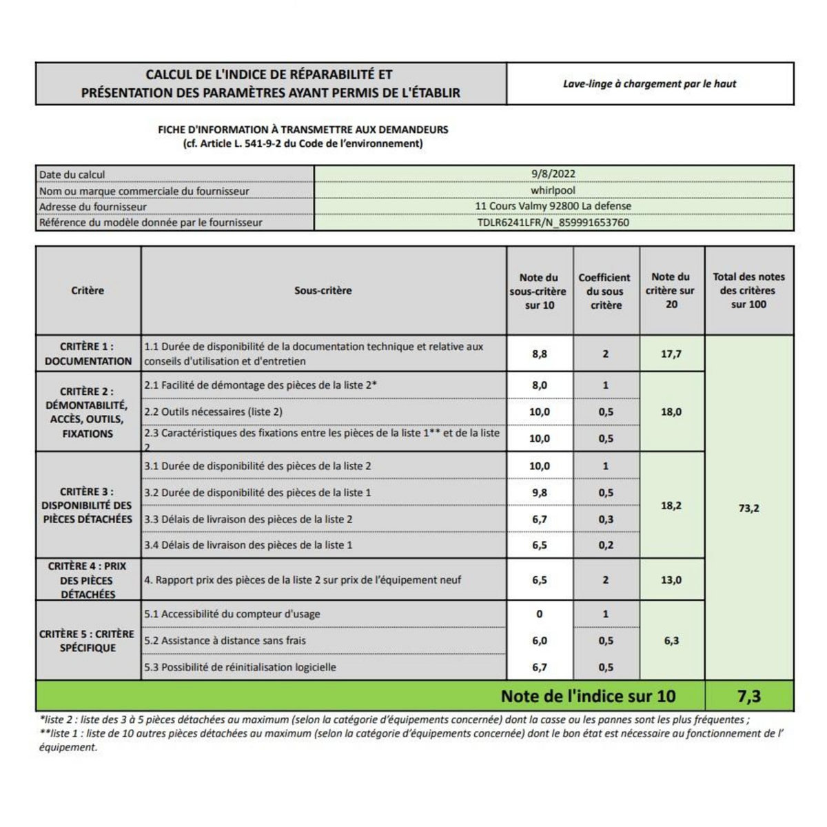 Whirlpool Lave-linge top 6kg 1200 tours/min - TDLR6241LFRN