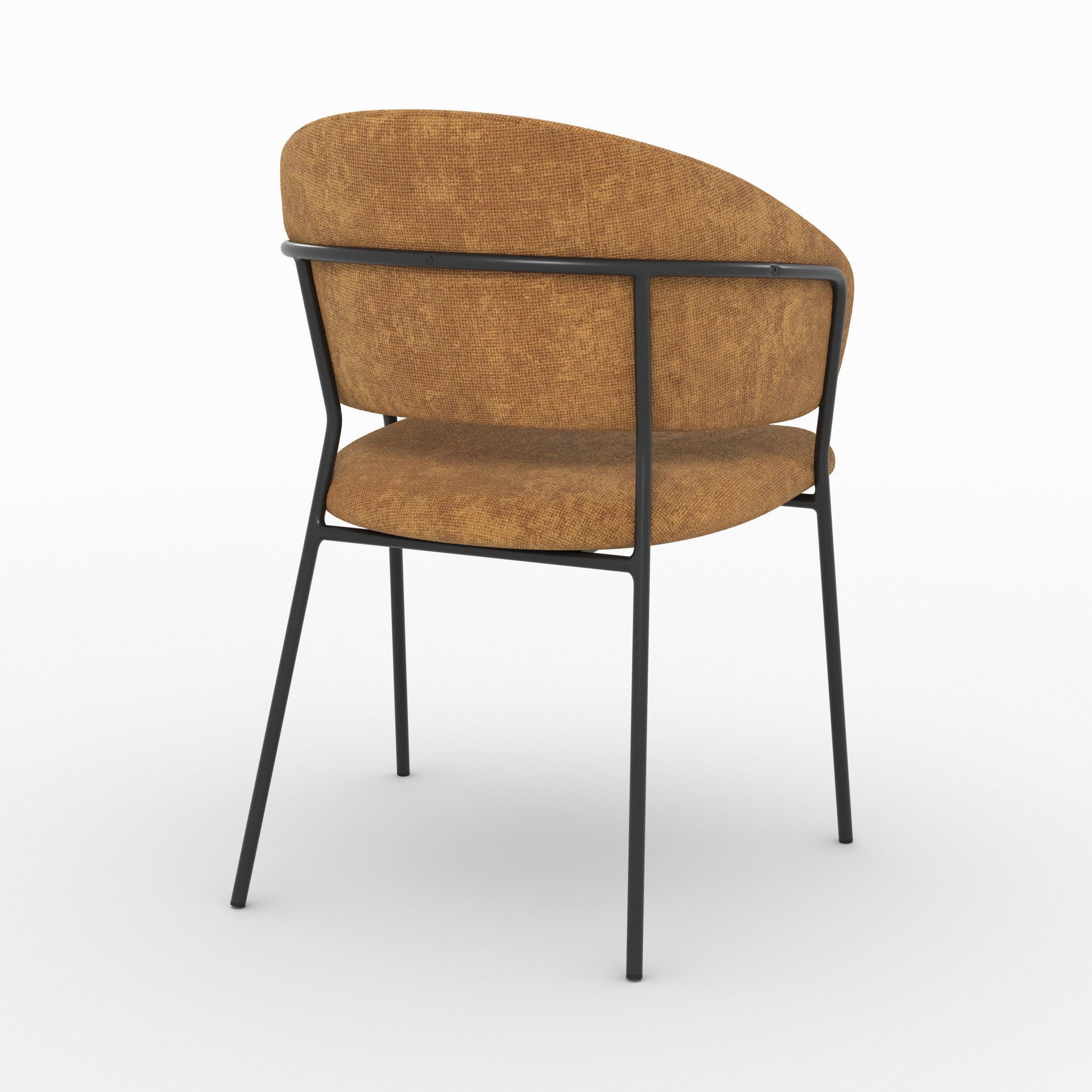 Voir la diapositive 3 : MAISON PAVANE Lot de 2 chaises en tissu caramel et pieds en métal noir-amaya