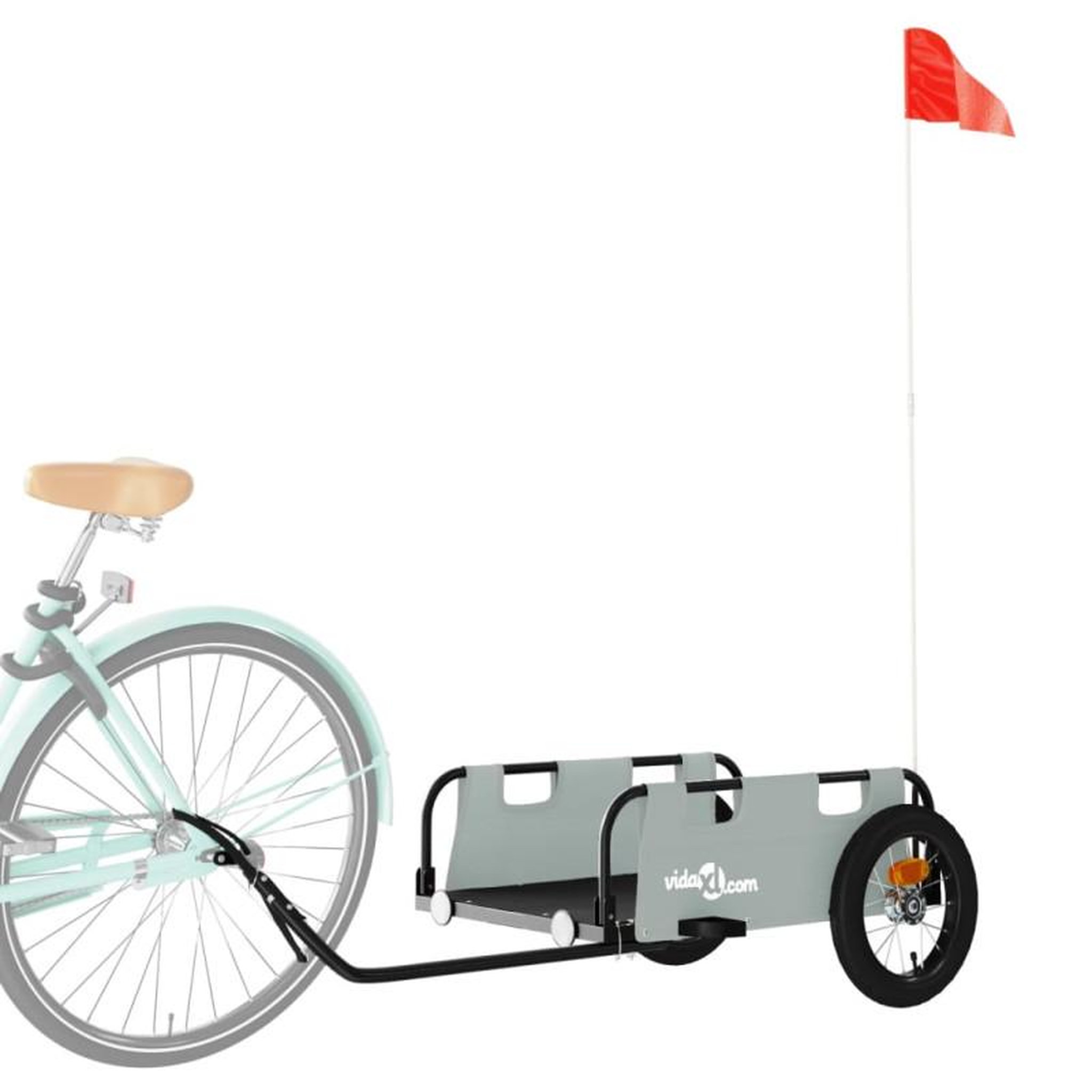 Voir la diapositive 3 : VIDAXL Remorque de vélo gris tissu oxford et fer