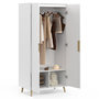 Voir la diapositive 4 : ID MARKET Armoire 2 portes HELSINKI scandinave blanc penderie 80 cm avec étagères rangement maxi capacité